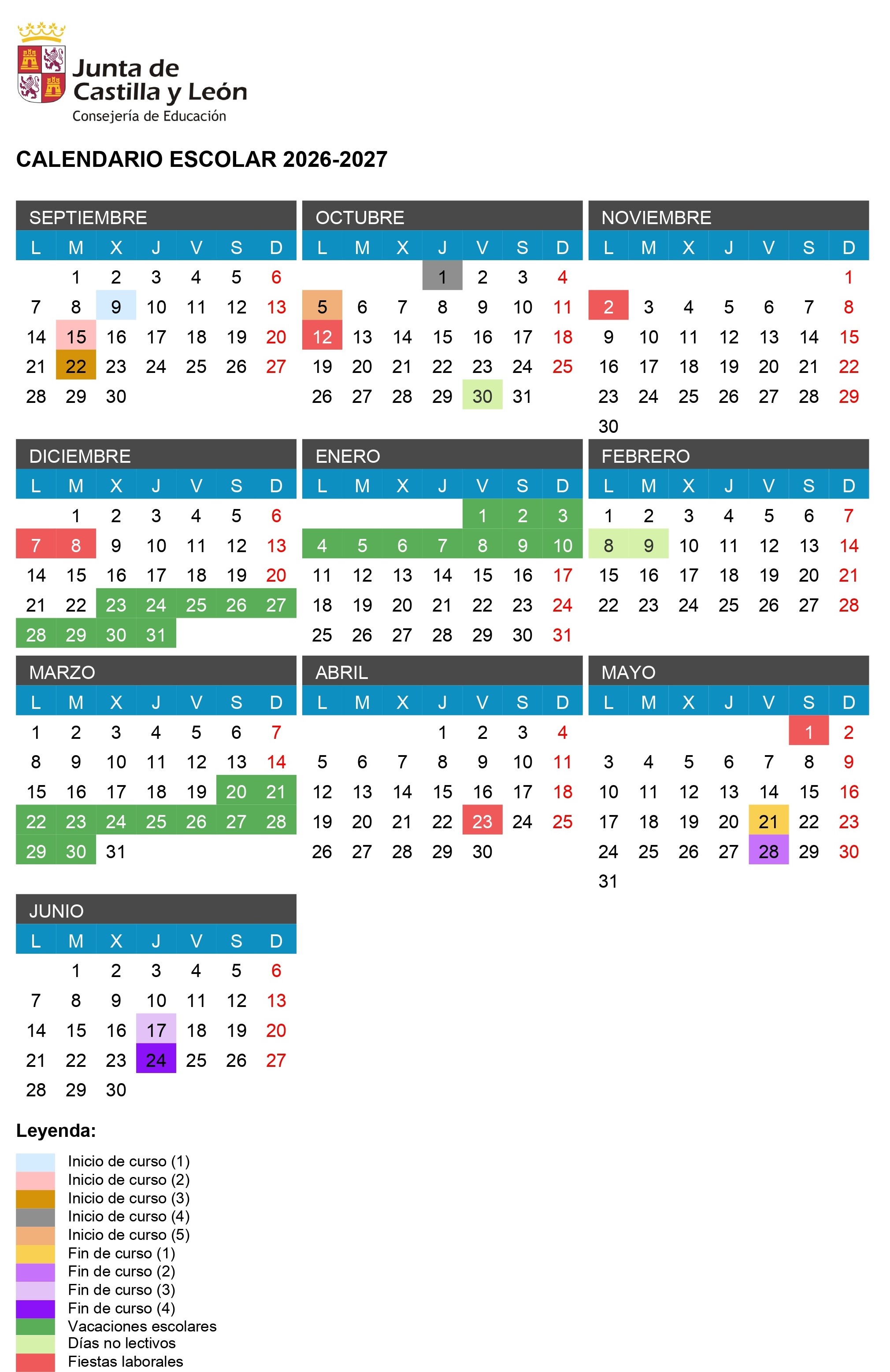 Calendario Escolar 26/27 Calendario Escolar 26/27